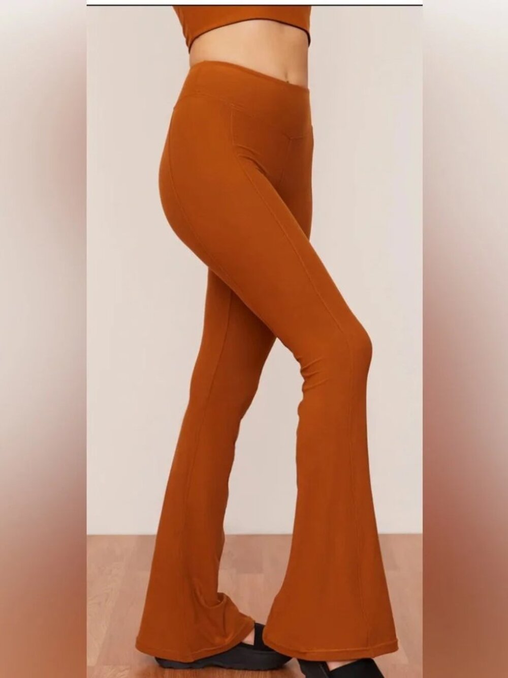 WOLVEN‎ Leggings Womens XL Turmeric Flare Yoga Pull On Stretch Pants Athletic